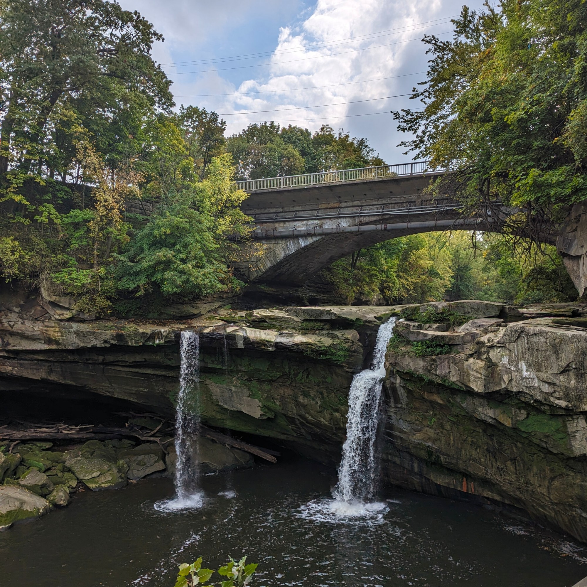 Cascade Falls at Cascade Park in Elyria with bridge